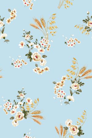 手绘花卉印花华亿平台图片