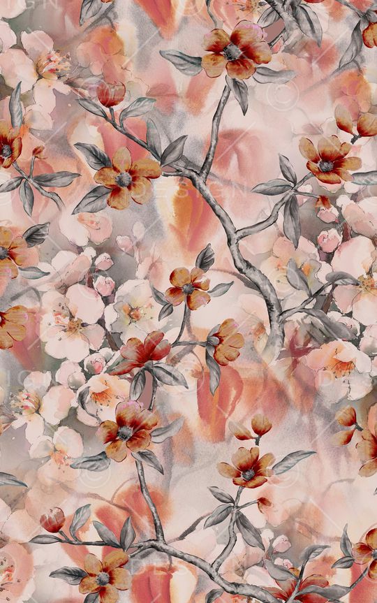 水彩花卉印花华亿平台图片