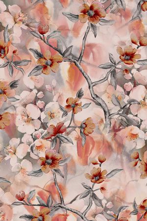 水彩花卉印花华亿平台图片