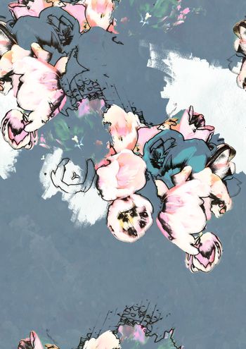 手绘花卉印花华亿平台图片