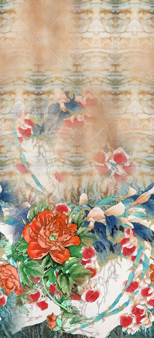 手绘花卉印花华亿平台图片