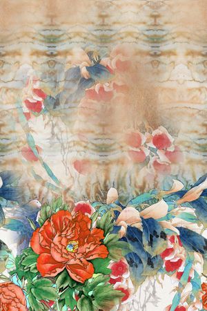 手绘花卉印花华亿平台图片