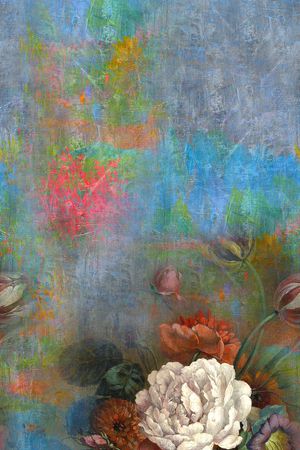 手绘花卉印花华亿平台图片