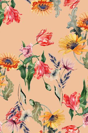 手绘花卉印花华亿平台图片