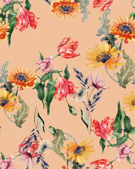 手绘花卉印花华亿平台图片