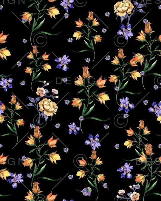 手绘花卉印花华亿平台图片