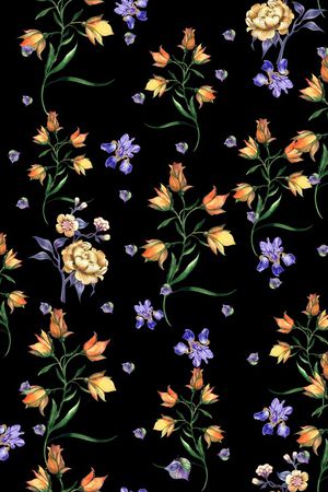 手绘花卉印花华亿平台图片