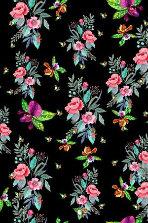 手绘花卉印花华亿平台图片