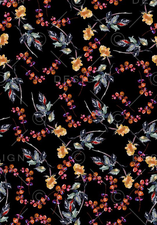 手绘花卉印花华亿平台图片