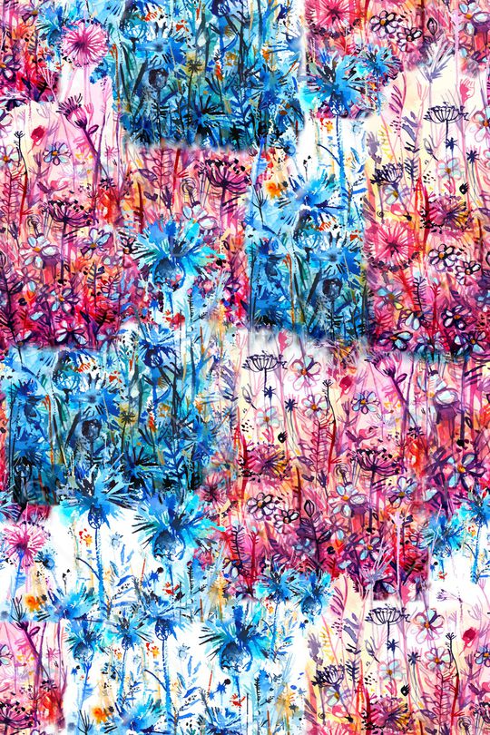 水彩花卉印花华亿平台图片