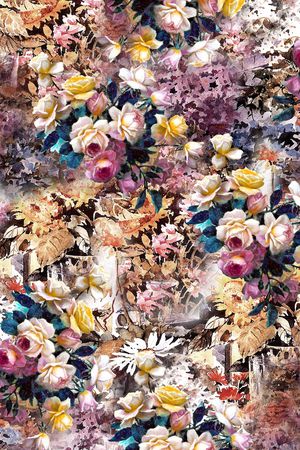 抽象花卉印花华亿平台图片