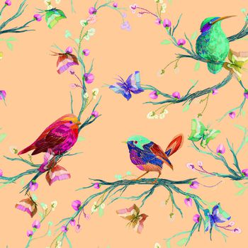 编织花鸟印花华亿平台图片