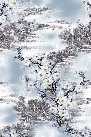 玉兰花印花华亿平台图片