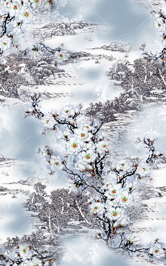 玉兰花印花华亿平台图片