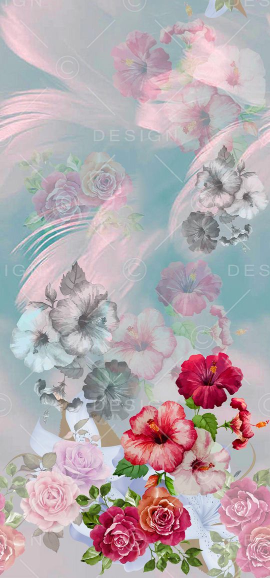 水彩花卉印花华亿平台图片