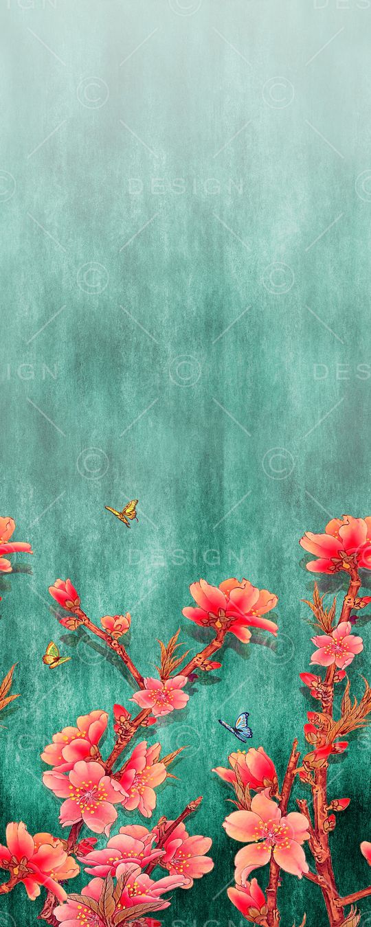 水彩花卉印花华亿平台图片