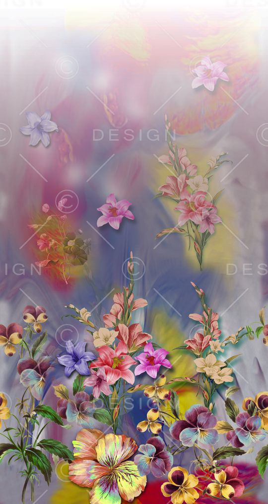 手绘花卉印花华亿平台图片