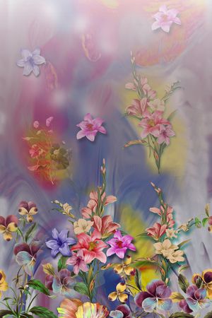 手绘花卉印花华亿平台图片