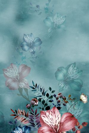 水彩花卉印花华亿平台图片