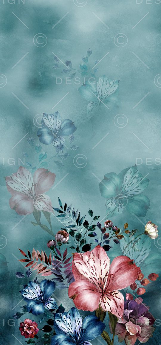 水彩花卉印花华亿平台图片