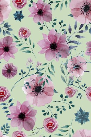 水彩花卉印花华亿平台图片