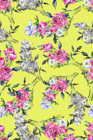 水彩花卉印花华亿平台图片