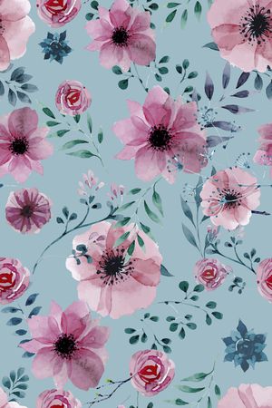 水彩花卉印花华亿平台图片