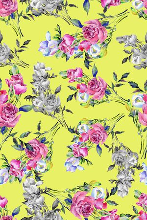 水彩花卉印花华亿平台图片