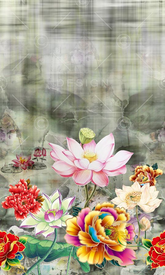 牡丹印花华亿平台图片