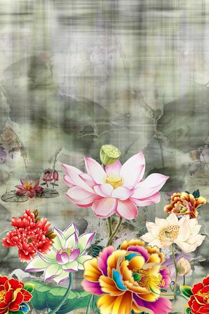 牡丹印花华亿平台图片