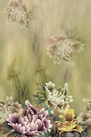 水彩花卉印花华亿平台图片