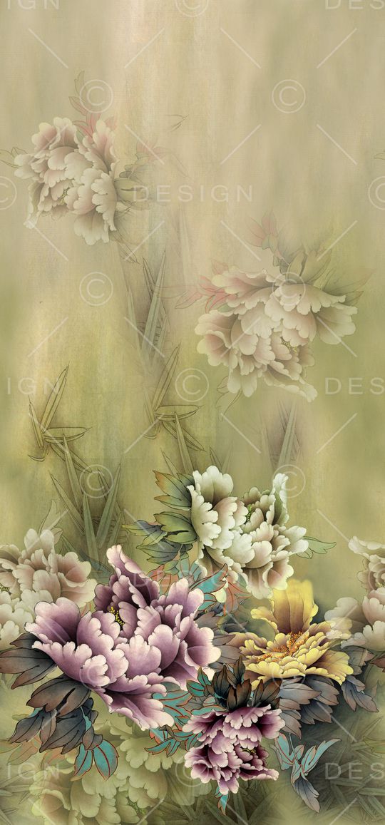 水彩花卉印花华亿平台图片