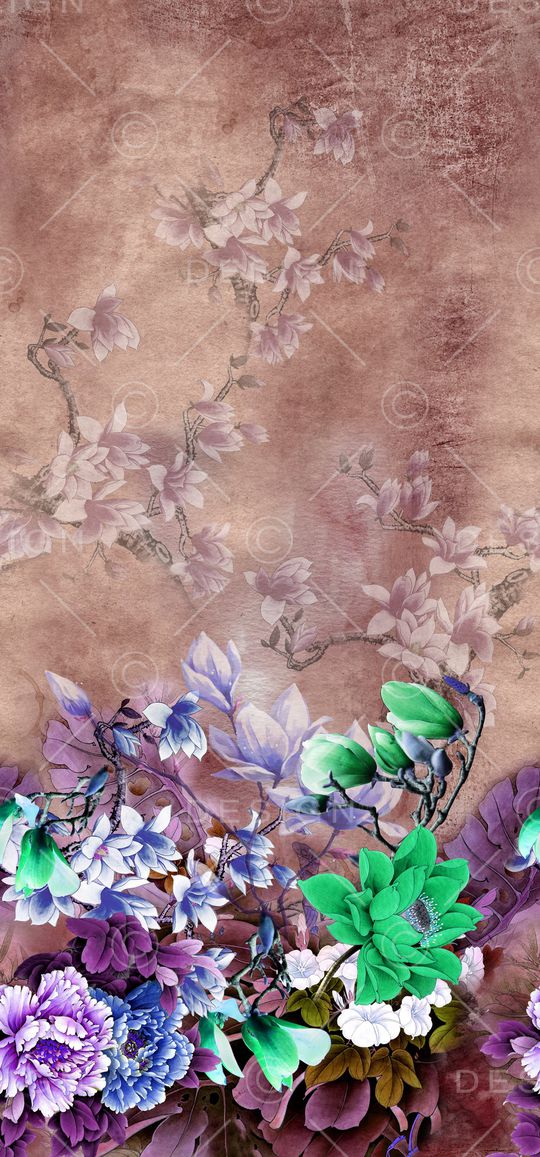 手绘花卉印花华亿平台图片