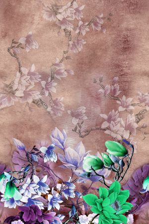 手绘花卉印花华亿平台图片