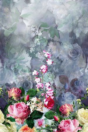 水彩花卉印花华亿平台图片