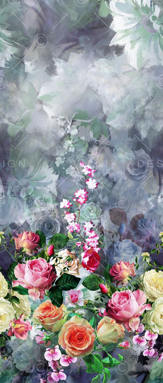 水彩花卉印花华亿平台图片