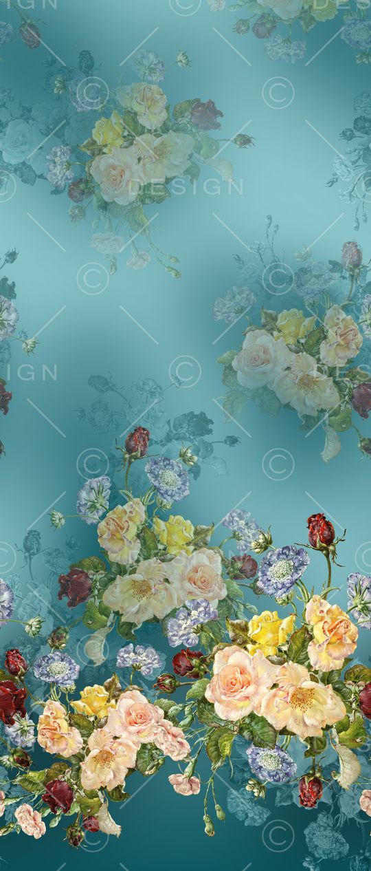 水彩花卉印花华亿平台图片