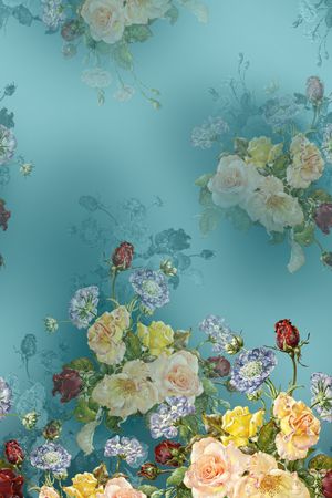 水彩花卉印花华亿平台图片