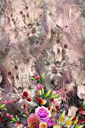 水彩花卉印花华亿平台图片