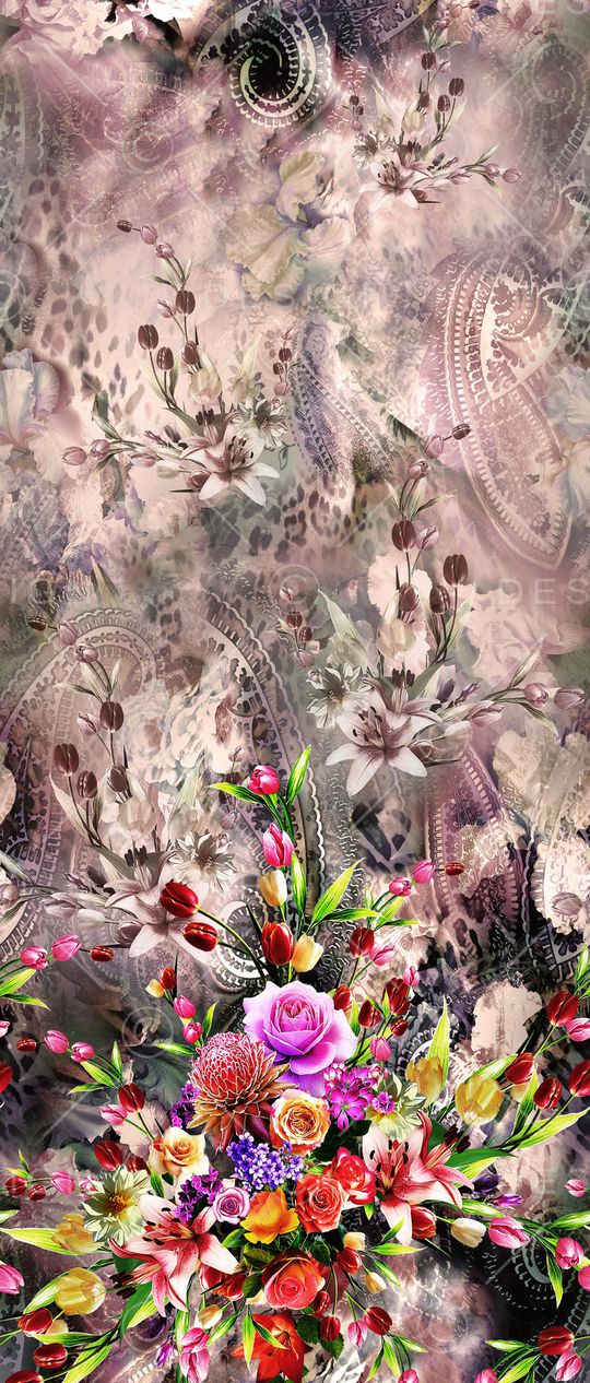 水彩花卉印花华亿平台图片