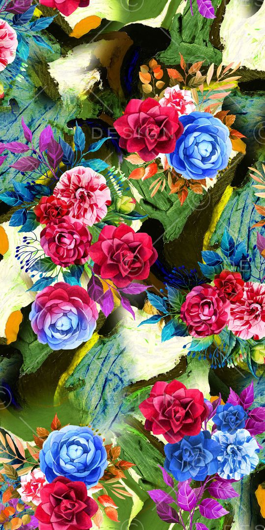 手绘花卉印花华亿平台图片