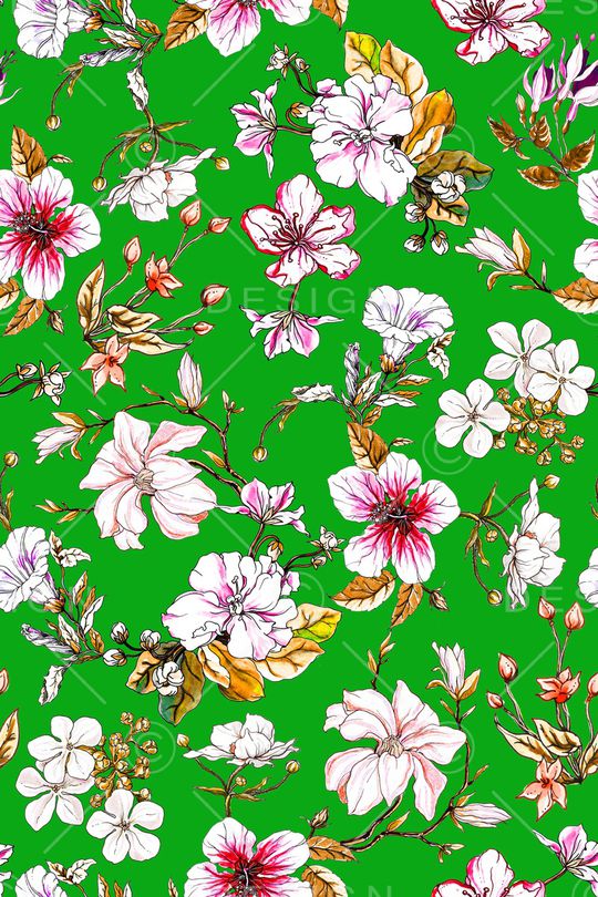 手绘花卉印花华亿平台图片