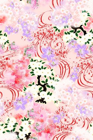 彩底花卉印花华亿平台图片