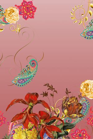 手绘花卉印花华亿平台图片