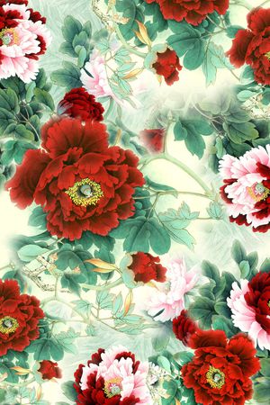 手绘花卉印花华亿平台图片