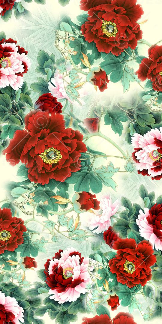 手绘花卉印花华亿平台图片