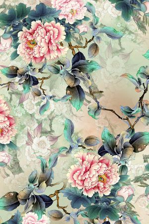 手绘花卉印花华亿平台图片