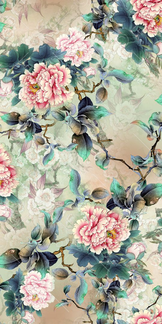 手绘花卉印花华亿平台图片