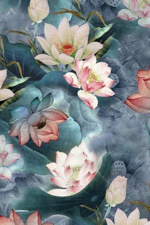 手绘花卉印花华亿平台图片