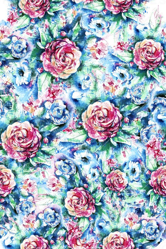 手绘花卉印花华亿平台图片